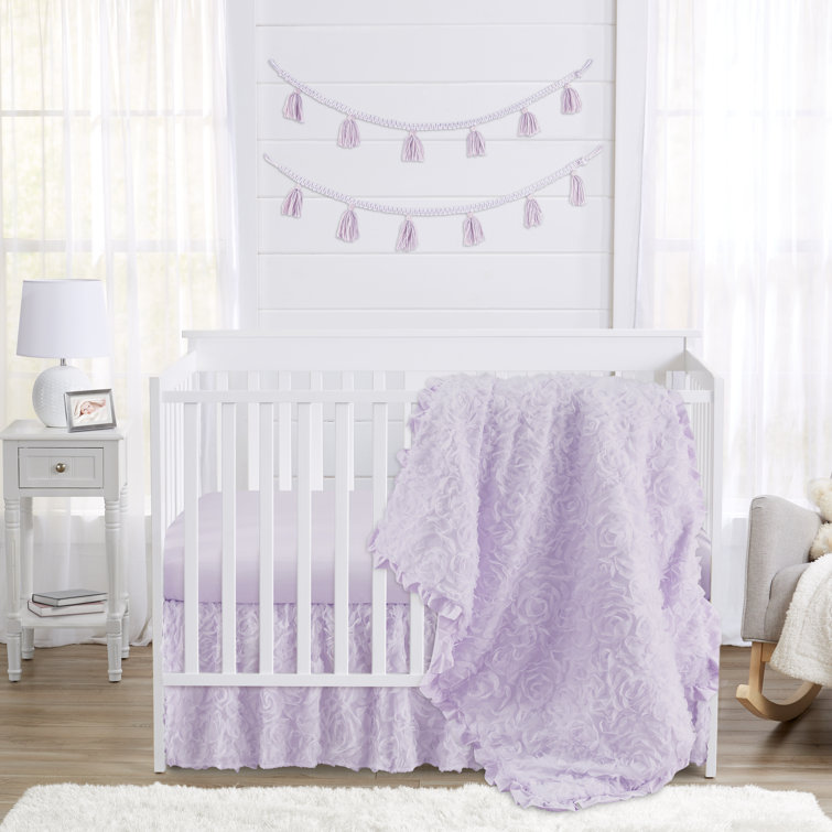 Purple Floral Rose 4 Piece Crib Bedding Set By Sweet Jojo Designs